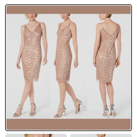 Adrianna Papell Dresses & Skirts - NWOT Adrianna Papell gold sequin beaded dress. Size 4